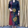 ✨ Vestido Longo Estampado com Decote em V e Estilo Nobre ✨Promoção – 50% OFF