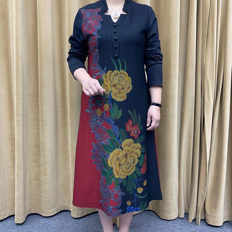 ✨ Vestido Longo Estampado com Decote em V e Estilo Nobre ✨Promoção – 50% OFF