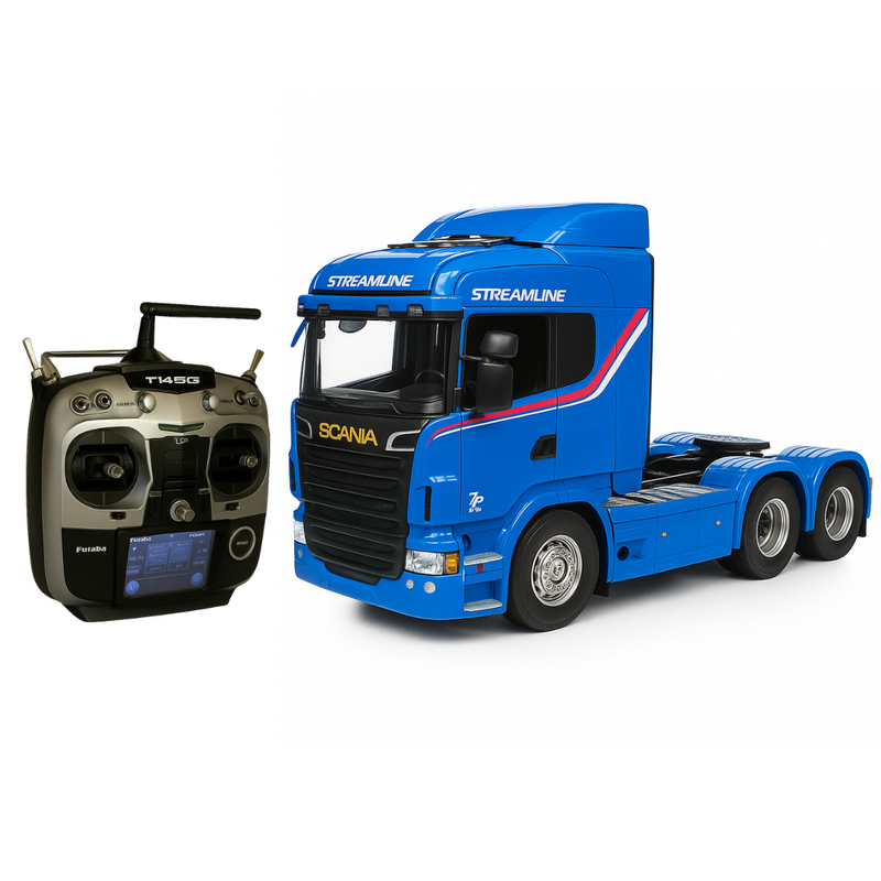 Miniatura Realista de Controle Remoto Caminhão Scania S540 6X4 + Carreta de Brinde