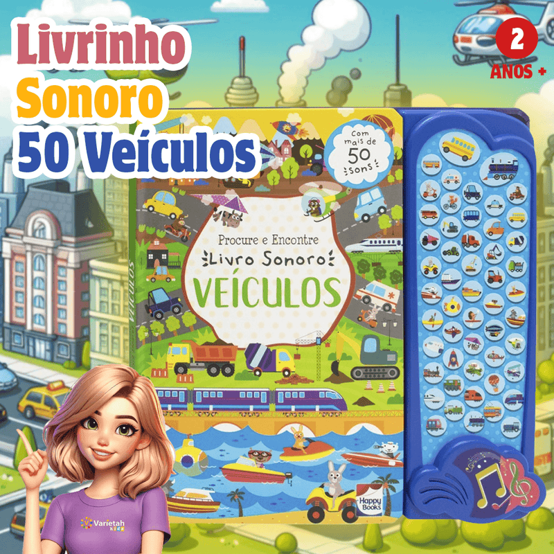 Livro Sensorial 50 Sons Animais + BRINDE EXCLUSIVO | Varie™
