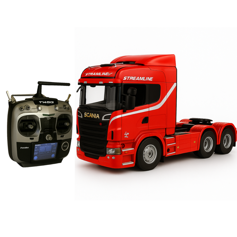 Miniatura Realista de Controle Remoto Caminhão Scania S540 6X4 + Carreta de Brinde
