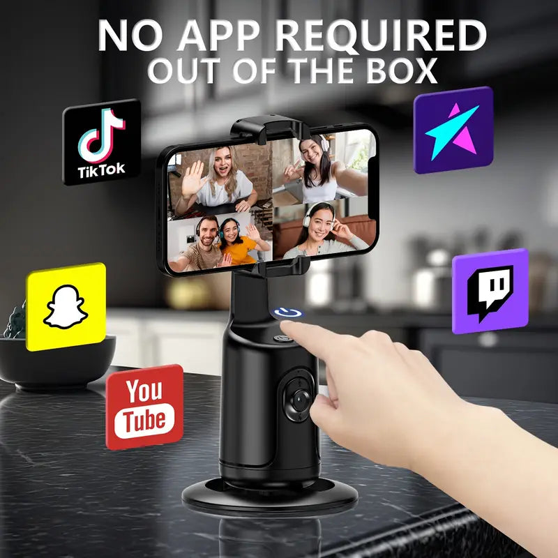 Tripé Compacto de Rastreamento Automático de Rosto 360° & Bastão de Selfie - Recarregável por USB