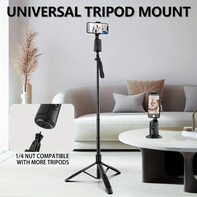 Tripé Compacto de Rastreamento Automático de Rosto 360° & Bastão de Selfie - Recarregável por USB
