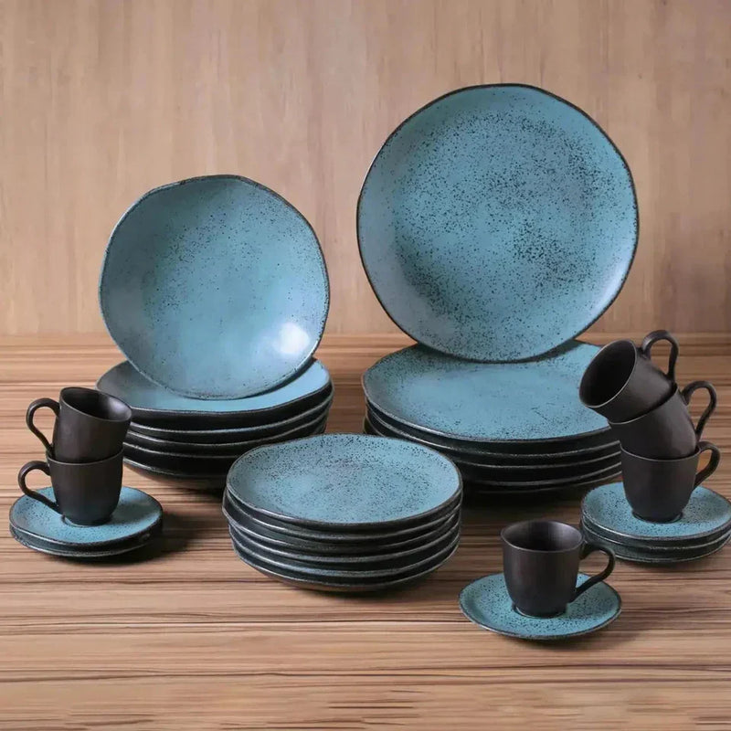 Aparelho de Jantar Stoneware Orgânico Petroleum/Night Sky 30 Peças