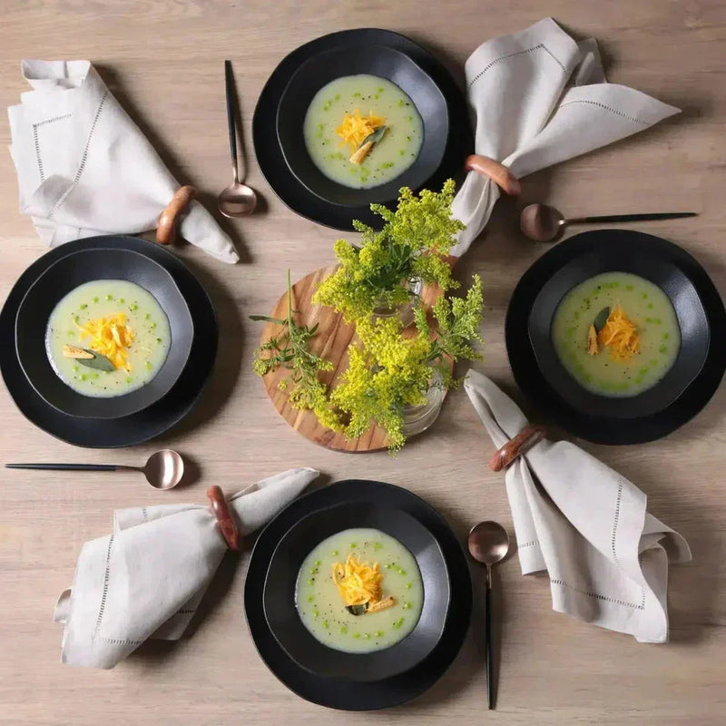 Aparelho de Jantar Stoneware Orgânico Preto Matte 30 Peças