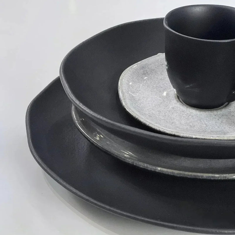 Aparelho de Jantar Stoneware Mix & Match - Preto Matte & Concreto (30 Peças)