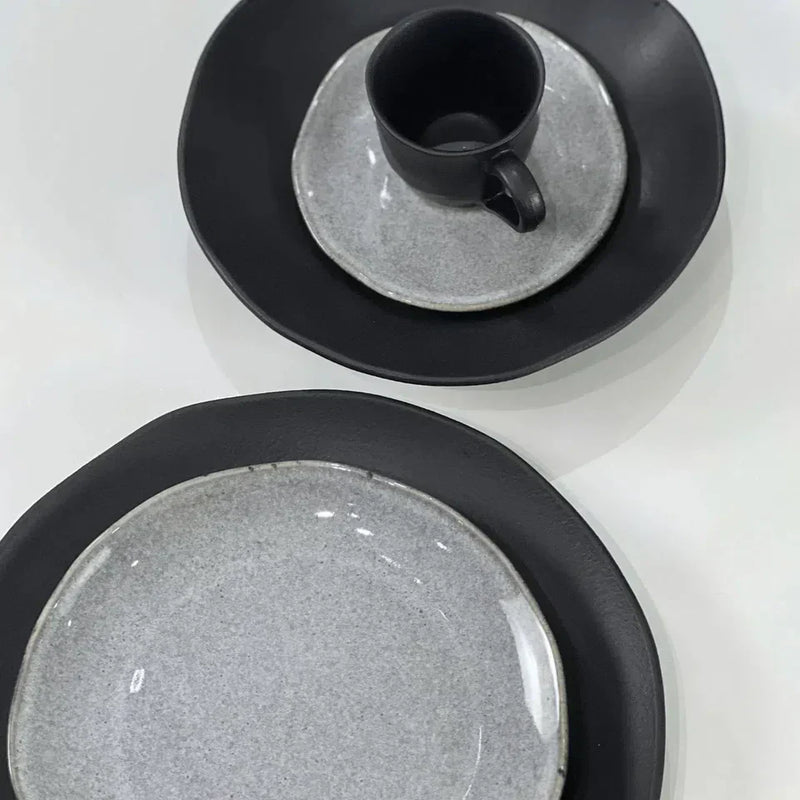 Aparelho de Jantar Stoneware Mix & Match - Preto Matte & Concreto (30 Peças)