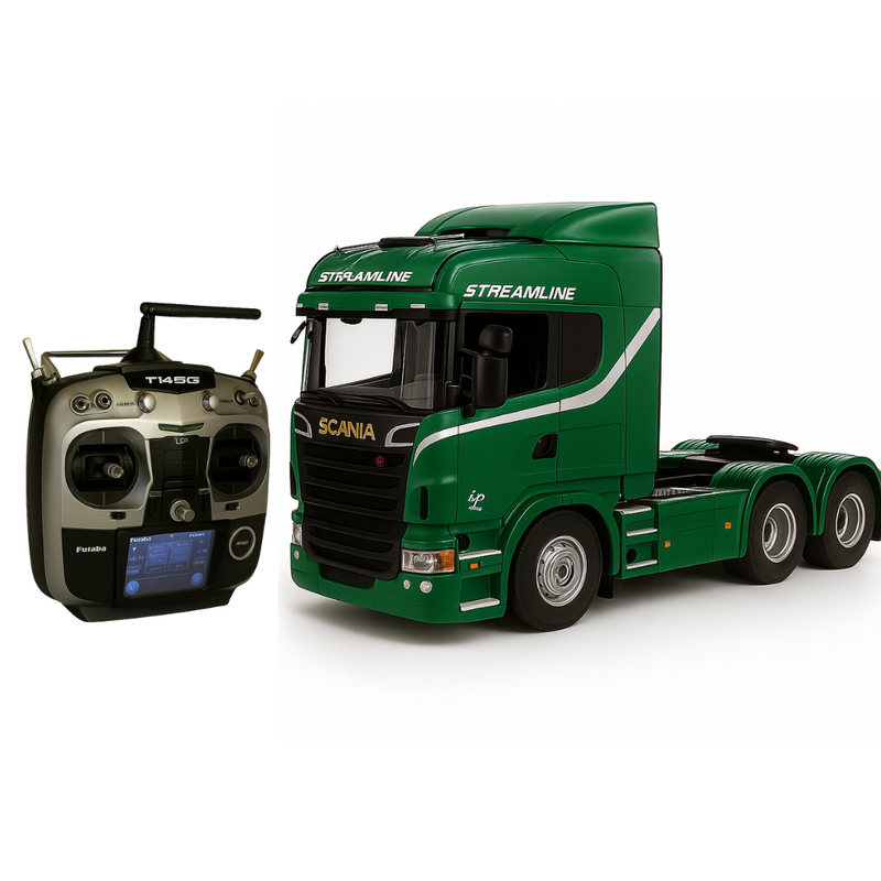Miniatura Realista de Controle Remoto Caminhão Scania S540 6X4 + Carreta de Brinde