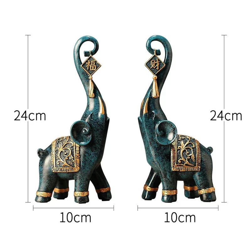 Escultura Decorativa Par de Elefante da Sorte