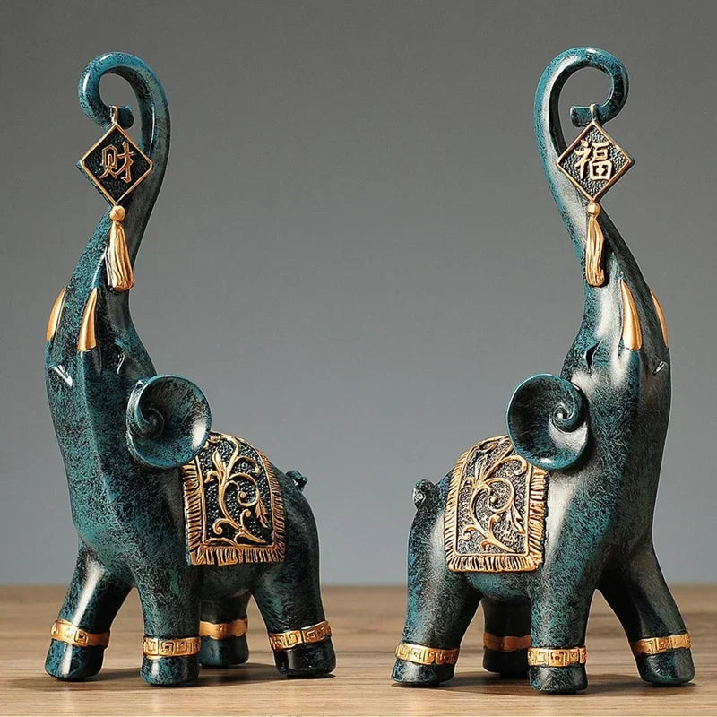 Escultura Decorativa Par de Elefante da Sorte