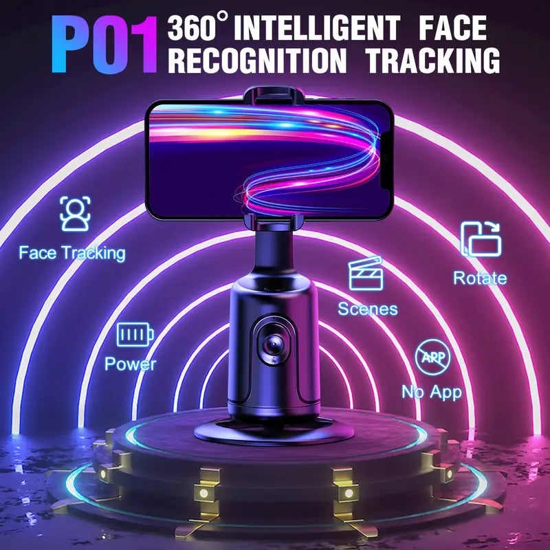 Tripé Compacto de Rastreamento Automático de Rosto 360° & Bastão de Selfie - Recarregável por USB