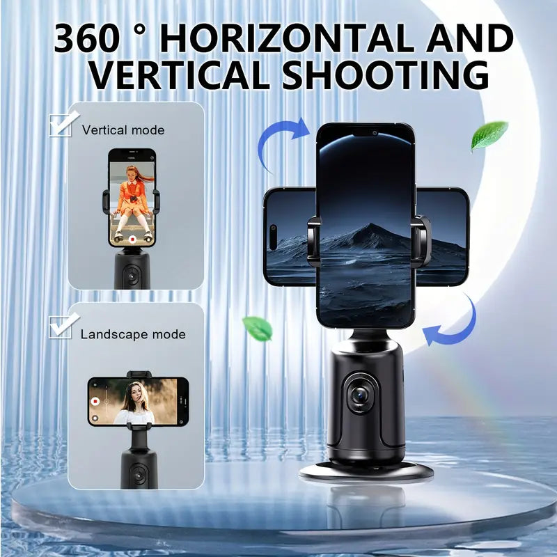 Tripé Compacto de Rastreamento Automático de Rosto 360° & Bastão de Selfie - Recarregável por USB