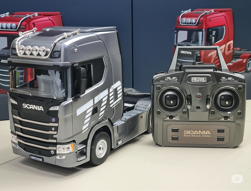 Caminhão Huina 1501 - Scania 770s V8 - Escala 1/18 - 6x4 - C/Controle + carreta de brinde