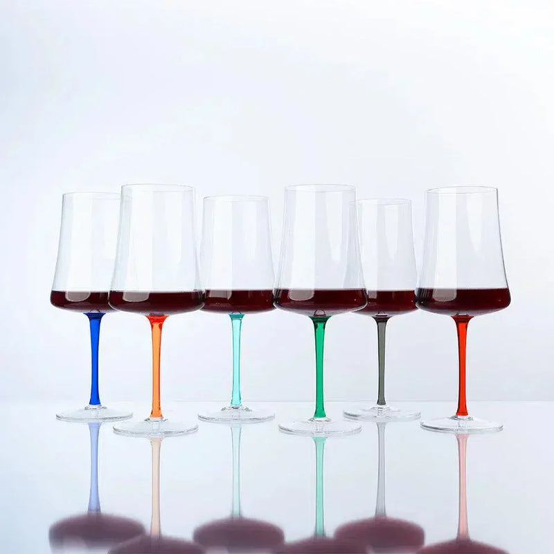 Linha Completa Sommelier Hastes Coloridas para Vinho e Espumante (12 Taças)
