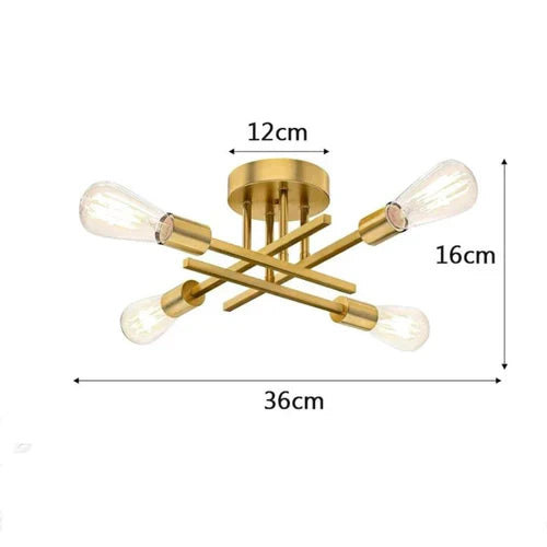 Lustre de Teto Hashtag Flash Dourado LED - 4 Lâmpadas
