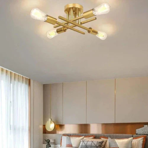Lustre de Teto Hashtag Flash Dourado LED - 4 Lâmpadas