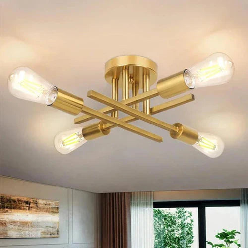 Lustre de Teto Hashtag Flash Dourado LED - 4 Lâmpadas