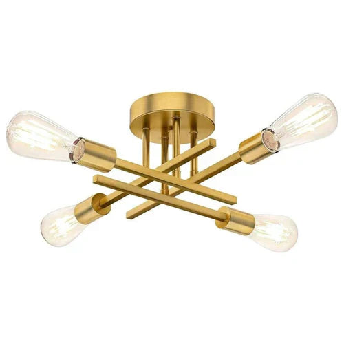 Lustre de Teto Hashtag Flash Dourado LED - 4 Lâmpadas