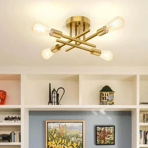 Lustre de Teto Hashtag Flash Dourado LED - 4 Lâmpadas