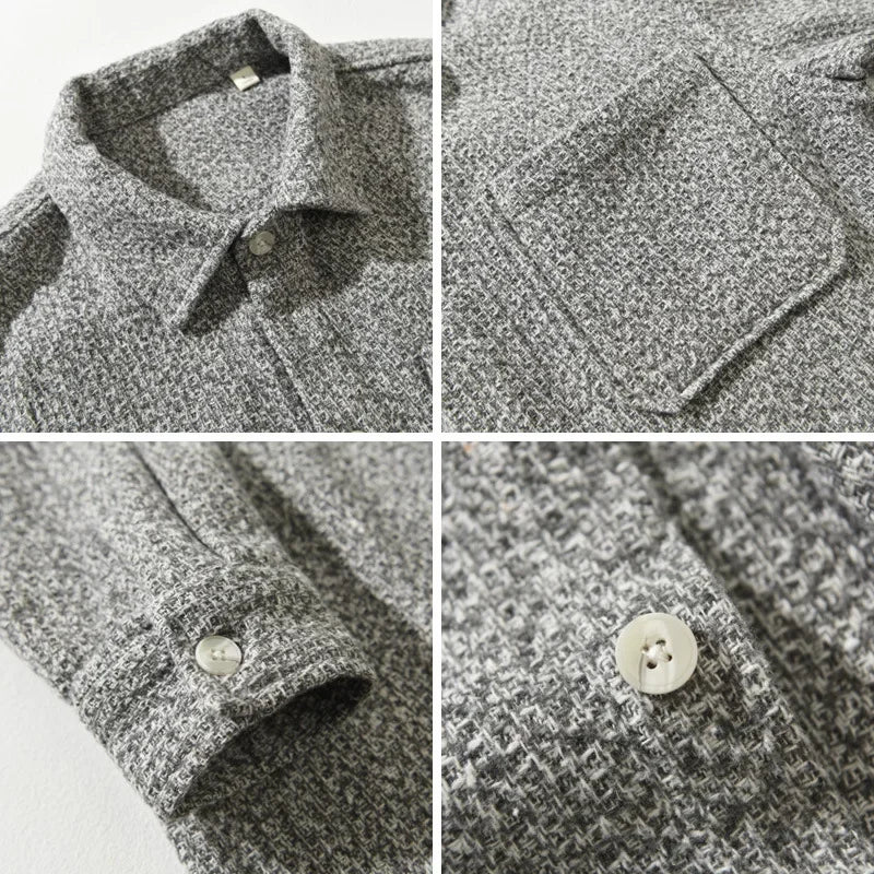 Camisa Masculina Henry Básica Longa de Algodão