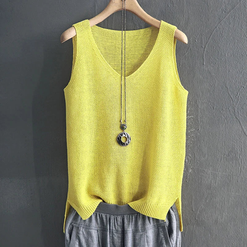 Blusa Feminina de Algodão Sem Mangas - Verão Morada