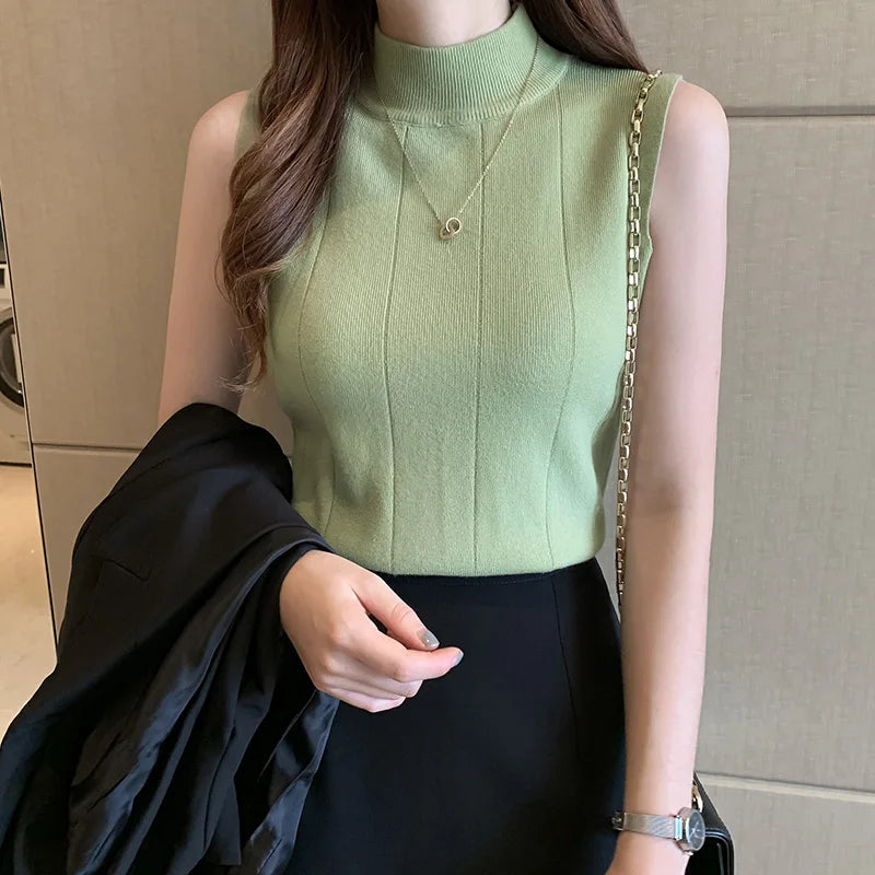 Blusa Feminina Luiza Business - Gola Alta - Algodão Coreano