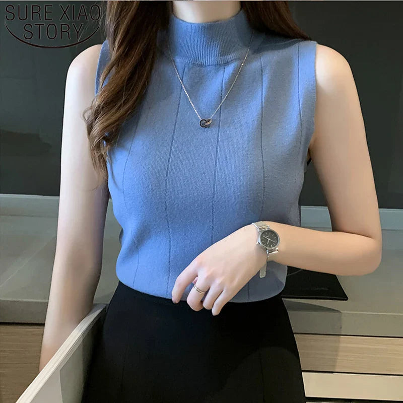 Blusa Feminina Luiza Business - Gola Alta - Algodão Coreano