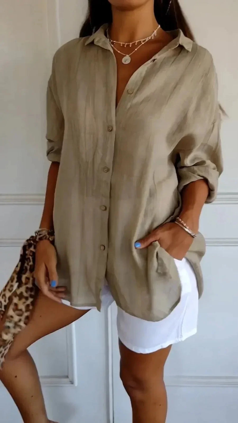 Blusa Feminina Neck Seda de Gelo Refrescante ao Calor - Escritório
