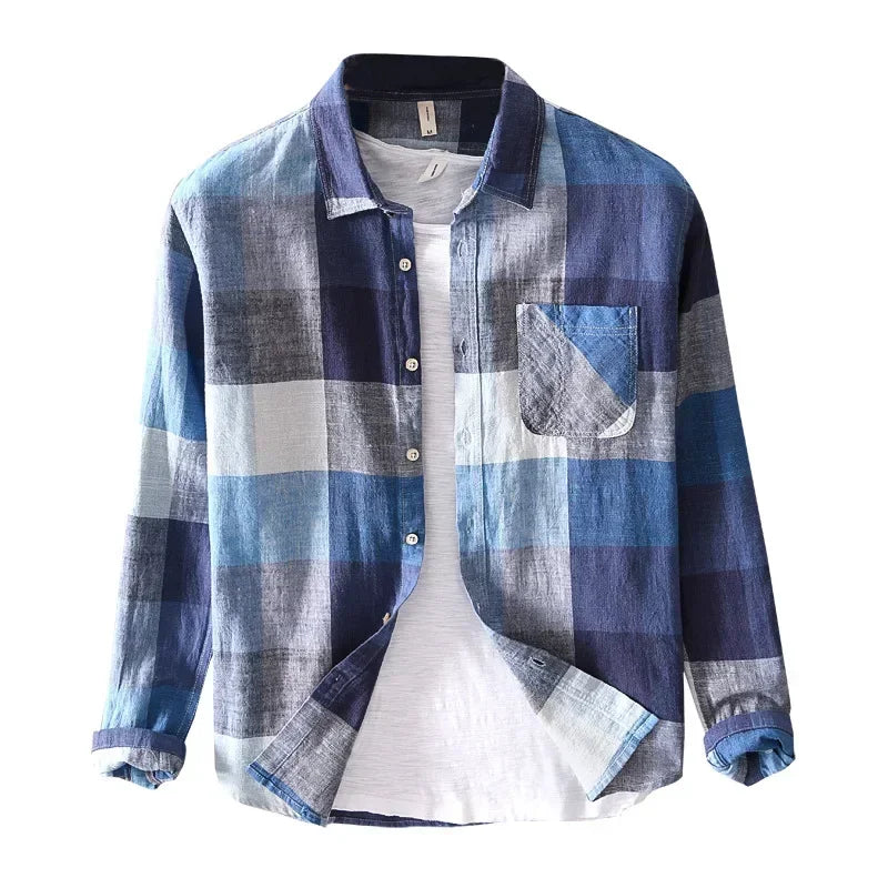 Camisa Masculina Básica Xadrez Lapela