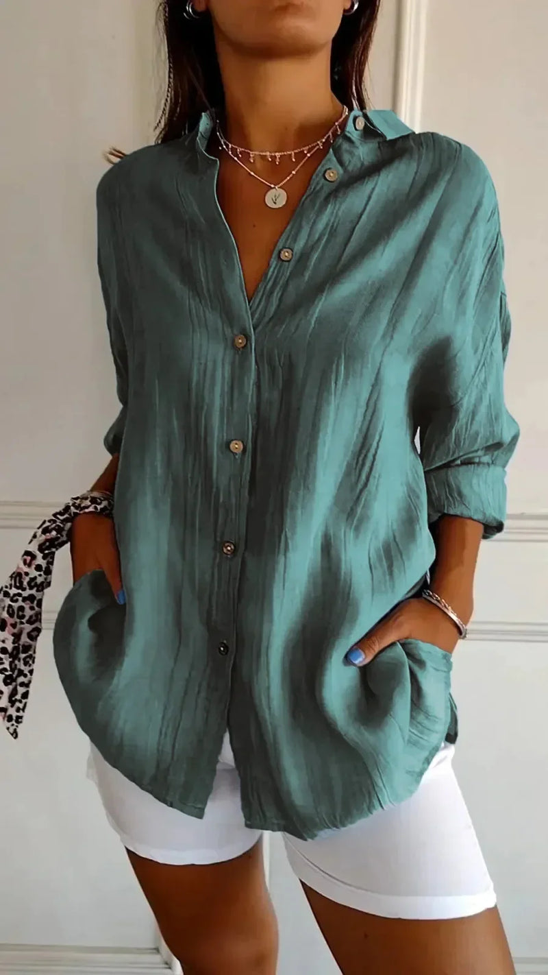 Blusa Feminina Neck Seda de Gelo Refrescante ao Calor - Escritório