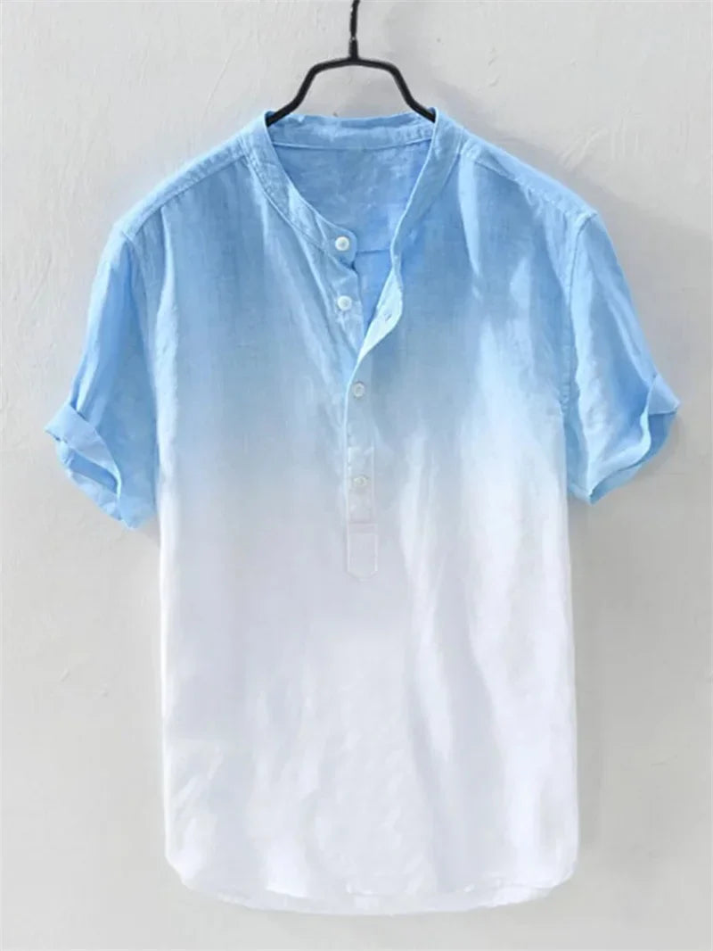 Camisa Masculina Casual Raramen Ocean Lapela