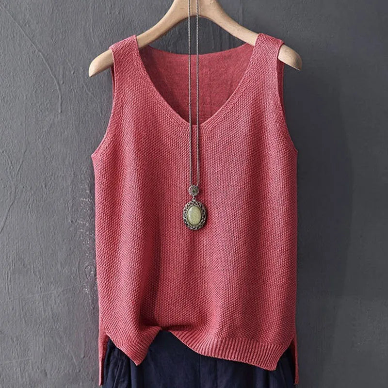Blusa Feminina de Algodão Sem Mangas - Verão Morada