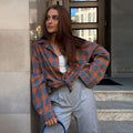 Camisa Feminina Olga Clássica Xadrez com Algodão Coreano