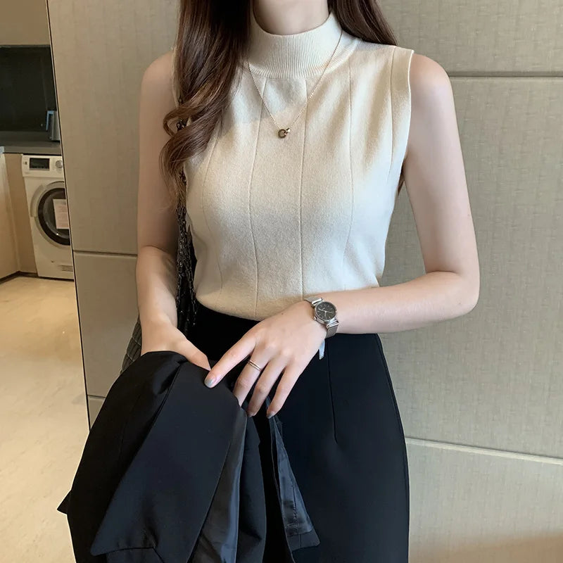 Blusa Feminina Luiza Business - Gola Alta - Algodão Coreano