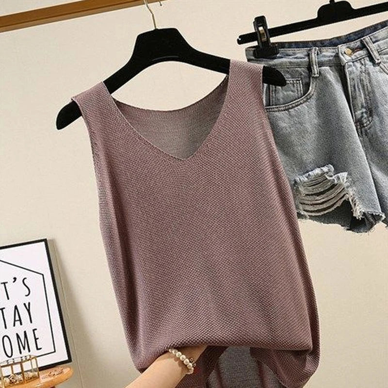 Blusa Feminina de Algodão Sem Mangas - Verão Morada