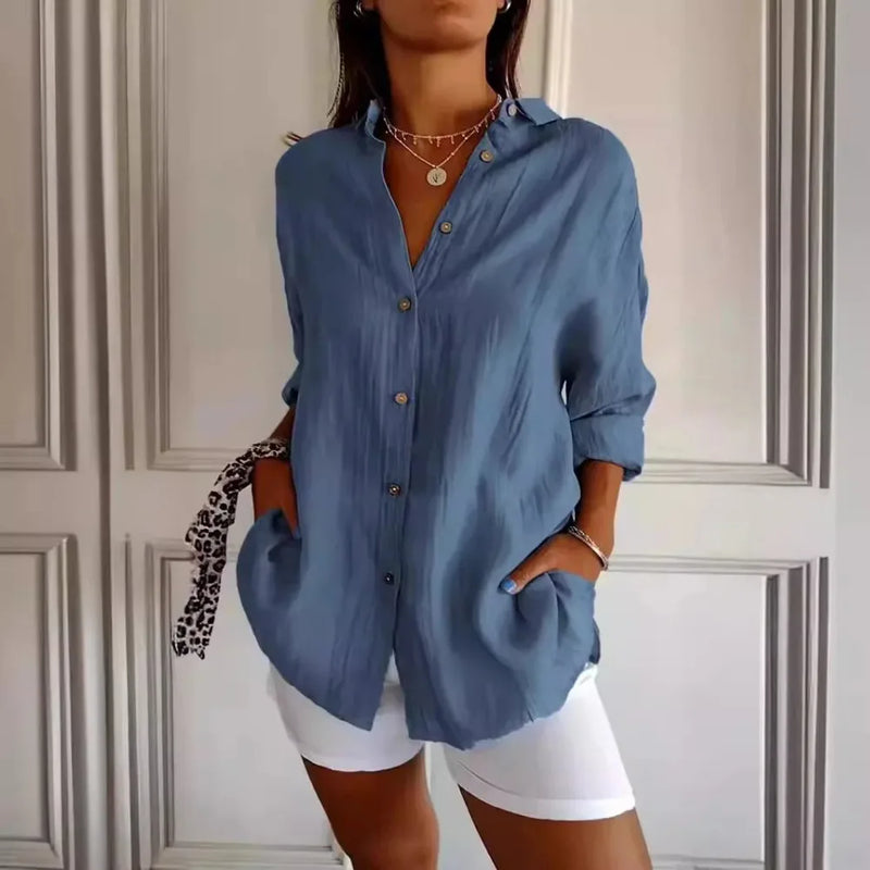 Blusa Feminina Neck Seda de Gelo Refrescante ao Calor - Escritório