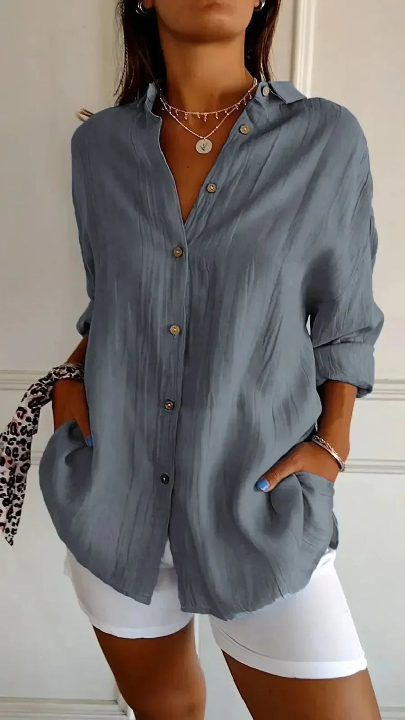 Blusa Feminina Neck Seda de Gelo Refrescante ao Calor - Escritório