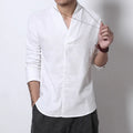 Camisa Masculina Comprida Clássica Algodão Estilo Chinês