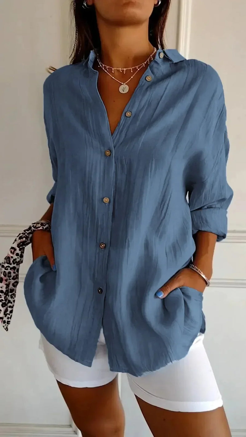 Blusa Feminina Neck Seda de Gelo Refrescante ao Calor - Escritório