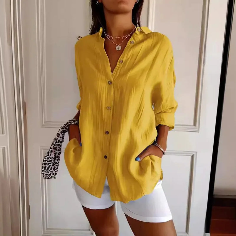 Blusa Feminina Neck Seda de Gelo Refrescante ao Calor - Escritório