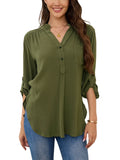 Blusa Feminina Carson de Negócios - Gola em V com Decote - Refrescante ao Calor