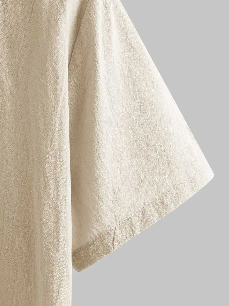 Camisa Masculina Básica Zulu Curta com Algodão e Linho