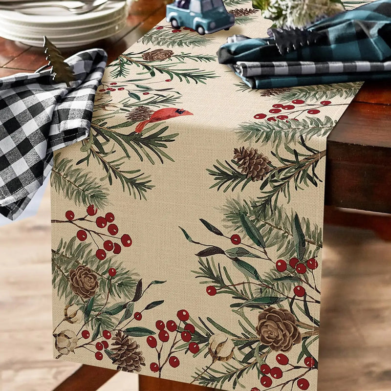 Decoração de Natal Corredores de Mesa Lunin - Pinho Agulha de Linho - Natal Morada