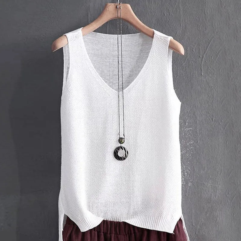 Blusa Feminina de Algodão Sem Mangas - Verão Morada