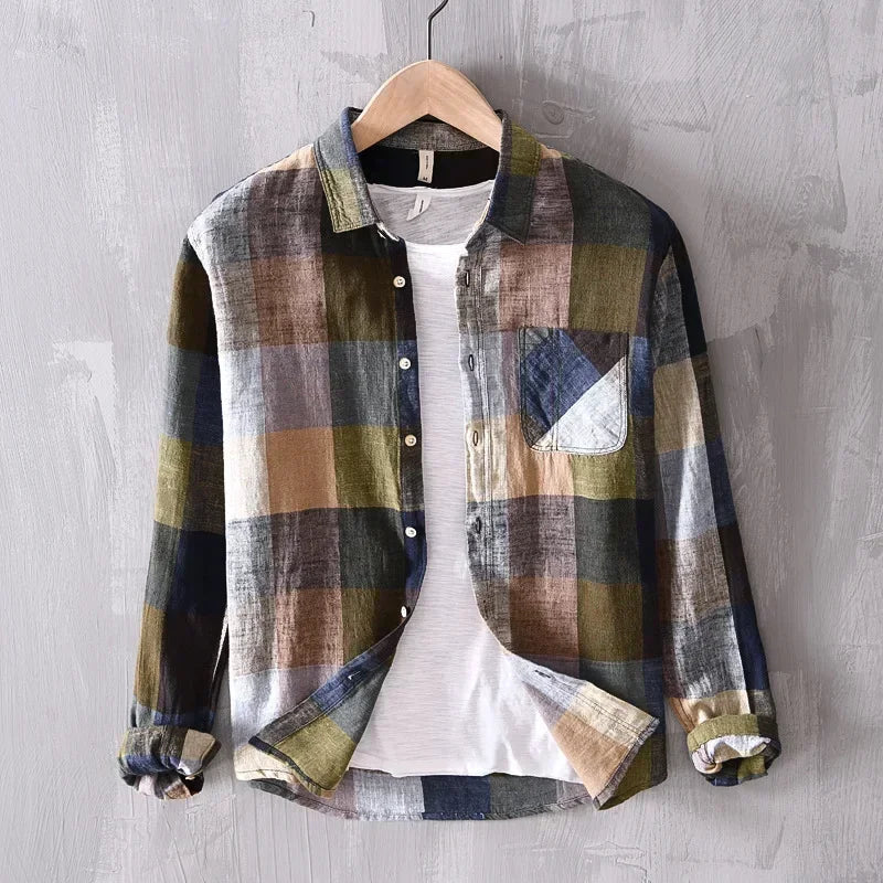 Camisa Masculina Básica Xadrez Lapela