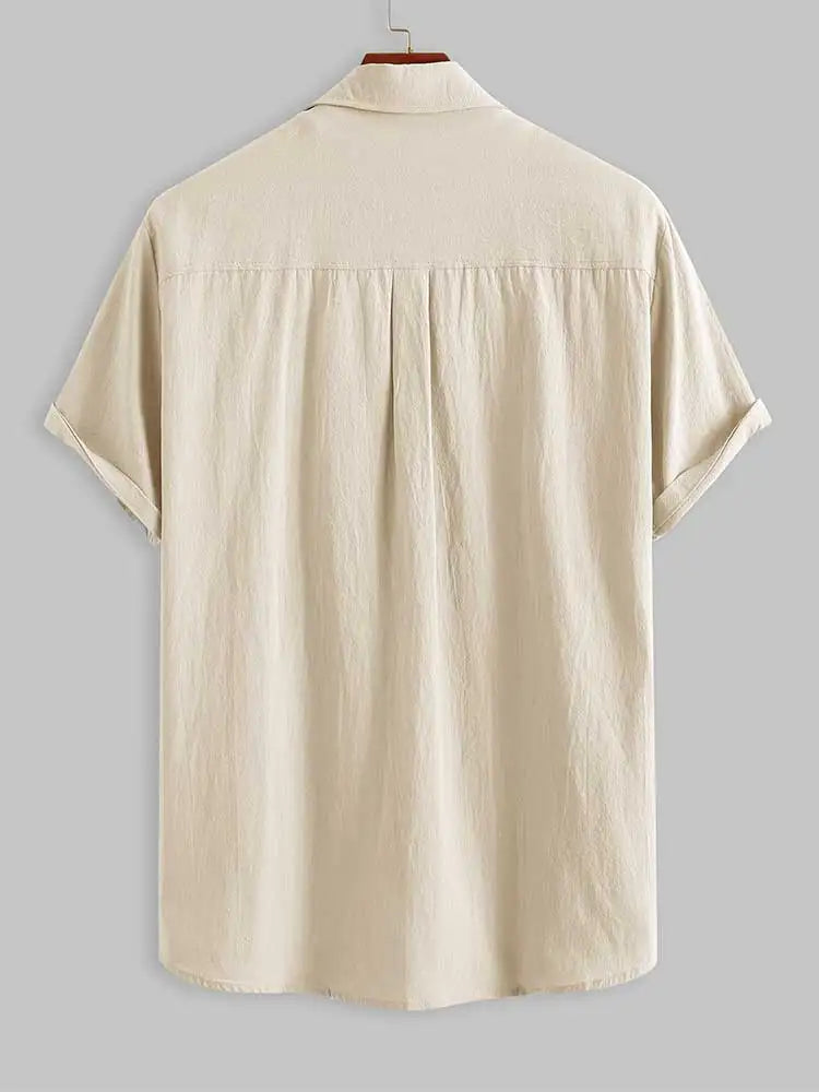 Camisa Masculina Básica Zulu Curta com Algodão e Linho