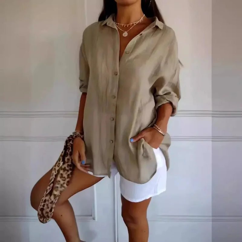 Blusa Feminina Neck Seda de Gelo Refrescante ao Calor - Escritório