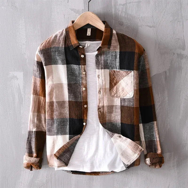 Camisa Masculina Básica Xadrez Lapela