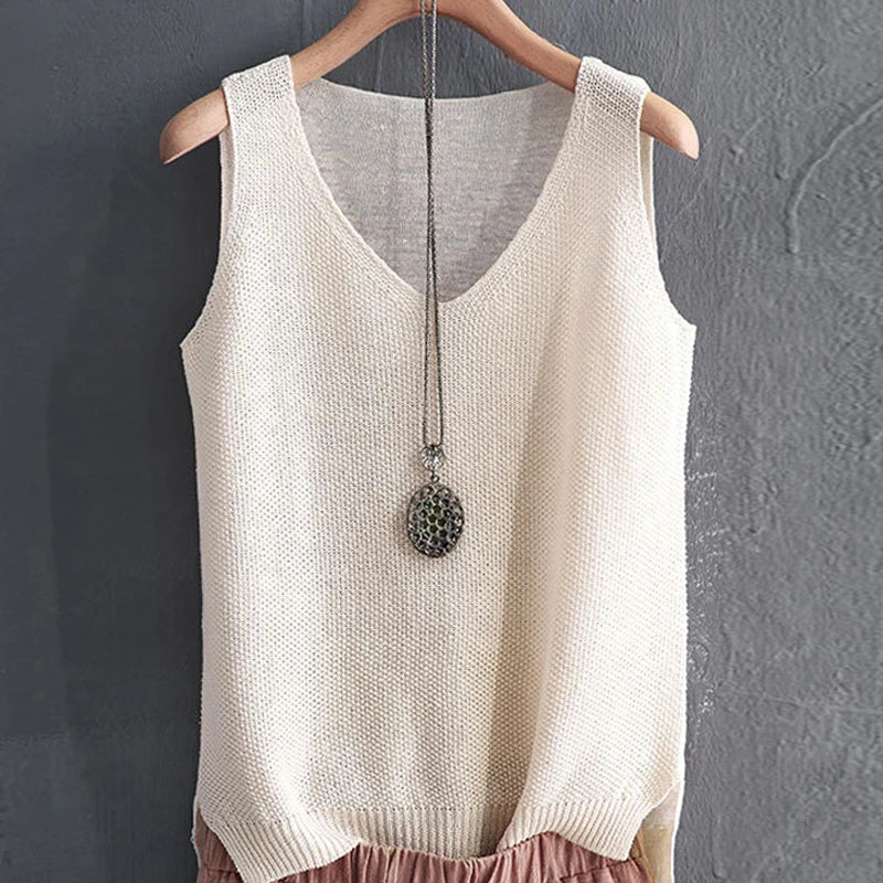 Blusa Feminina de Algodão Sem Mangas - Verão Morada