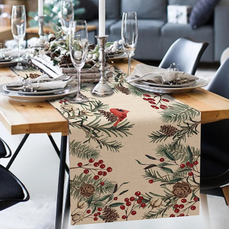 Decoração de Natal Corredores de Mesa Lunin - Pinho Agulha de Linho - Natal Morada